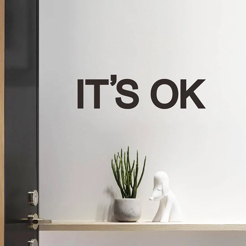 Eslogan en inglés es OK, pegatina de pared para dormitorio, entrada, pasillo, dormitorio, decoración del hogar, pegatinas autoadhesivas