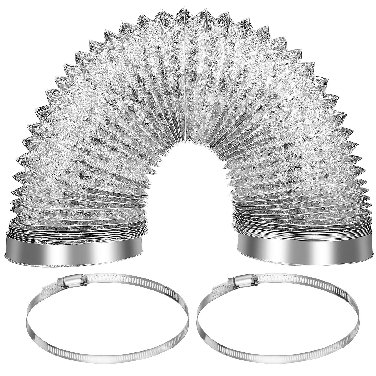 

150mm x 2m Aluminum Foil Exhaust 2 Adjustable Clamps 5cm x 20cm Tape Dryer Vent Duct Flexible Hose Kitchen Teaching Tools
