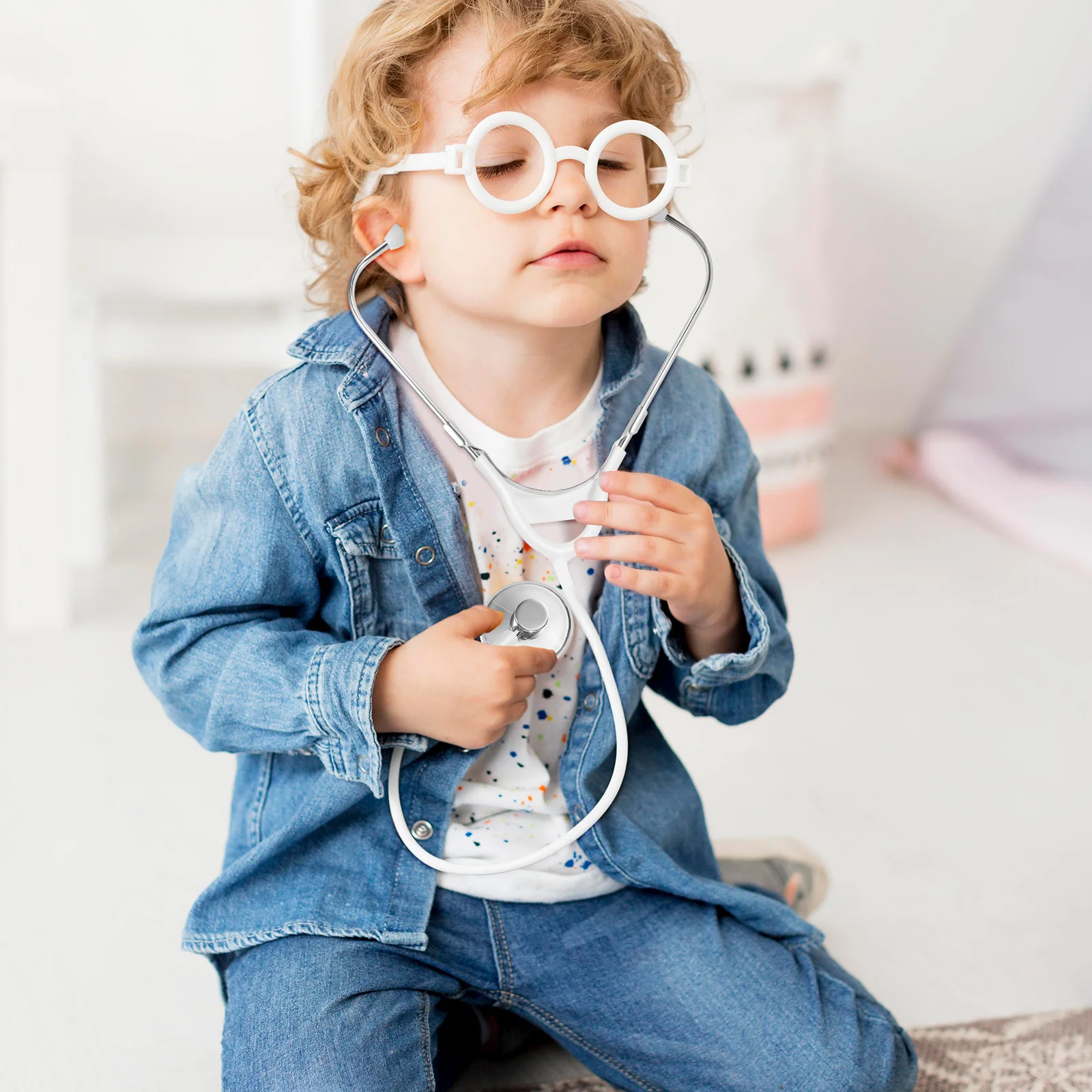 Simulación de estetoscopio realista para niños, juego de simulación, accesorios de juego de rol médico para juegos creativos, actividades temáticas de fiesta de cumpleaños