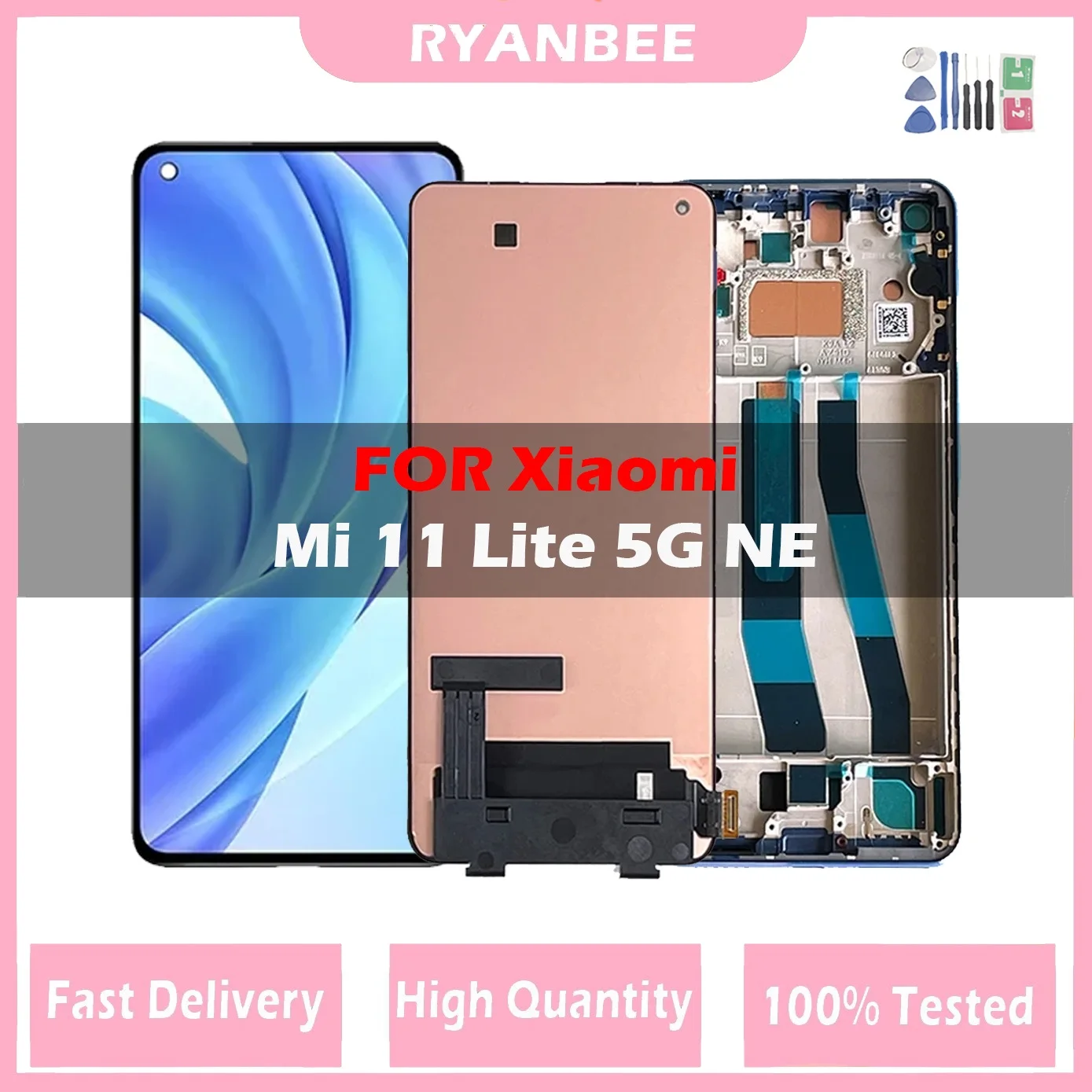 

Дисплей AMOLED 6,55 дюйма для Xiaomi Mi 11 Lite 5G NE LCD 2109119DG 2107119DC 2109119DI, сенсорный экран с дигитайзером в сборе с рамкой