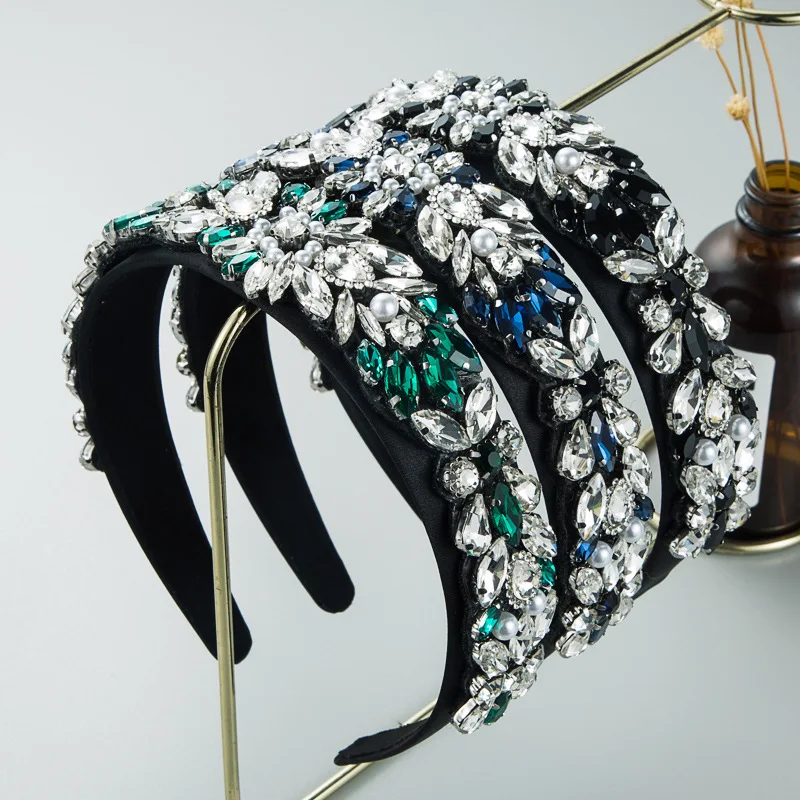 

Heming headband fashion baroque color rhinestone headband female Internet celebrity face washing wide-brimmed hair accessories