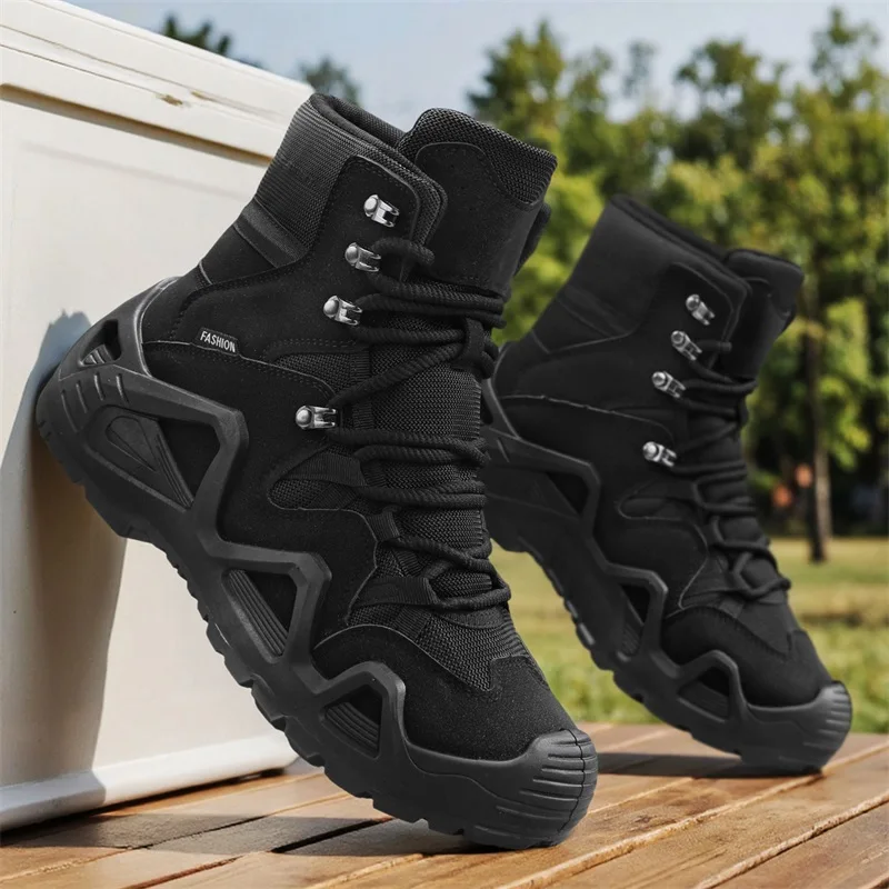 

Men's High-top Boots Round Toe Solid Color High-quality Handcrafted Hiking Boots From An Outdoor Shoes for Male Zapatillas Male