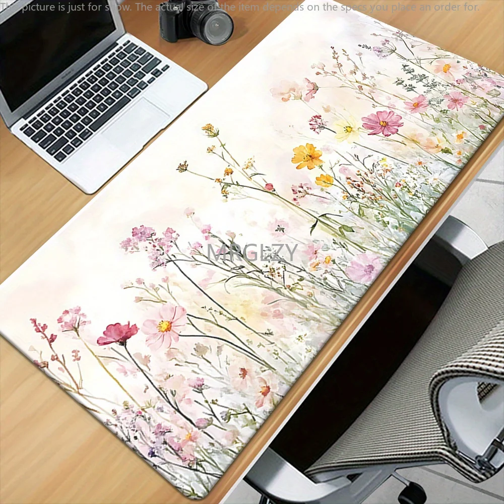 

Fresh Flowers Mouse Pad Large Size Rubber Base Anti-slip PC Desk Accessories Mousepad for Office & Gamer Keyboard Mats Decor Mat