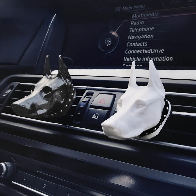 

Doberman Dog Car Perfume Car Air Conditioning Outlet Fragrance Clip Solid Aromatherapy Car Interior Decoration Ornaments Gypsum