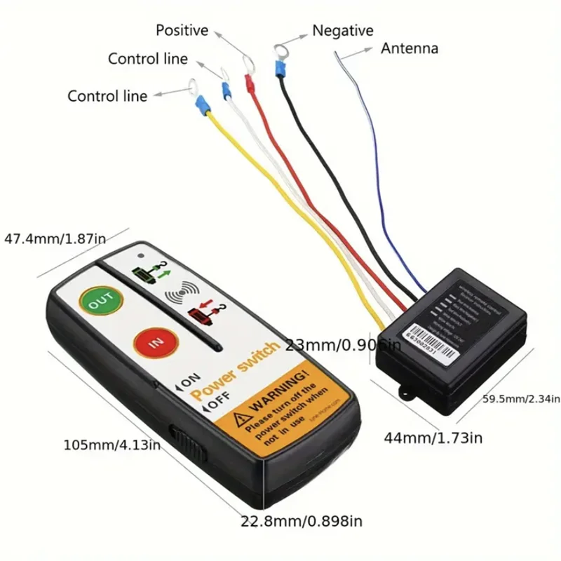 Junehome Versatile Winch Remote Control Kit - 12/24V, 433MHz, Easy-Fit for Jeeps, ATVs, SUVs & Trucks, Reliable Operation