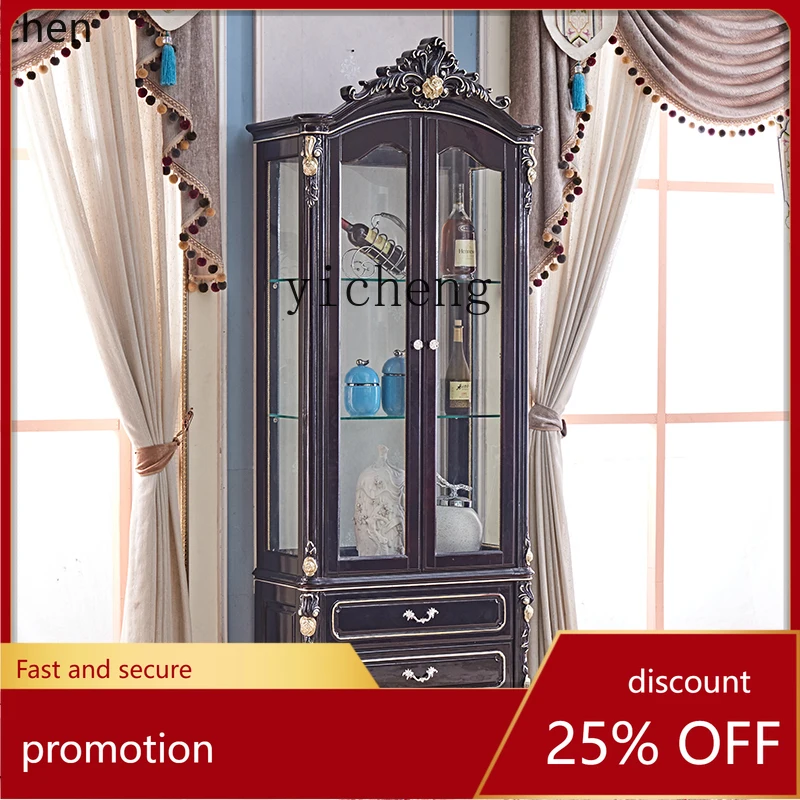 

ZML wine cabinet luxury living room solid wood neoclassical foyer cabinet European single and double door storage wine cabinet
