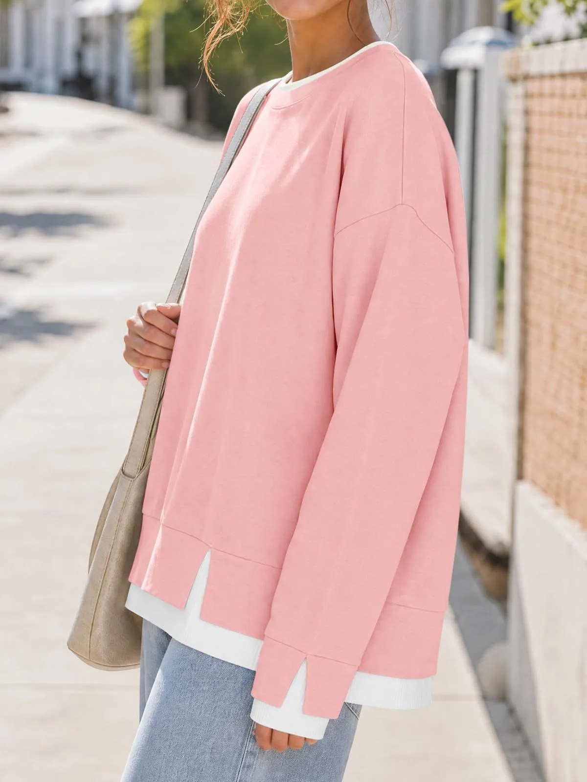 Loose Fit Pullover Hoodie Regular Length American and European Style with Mock Two Regular Thickness Casual Women Sweatshirts