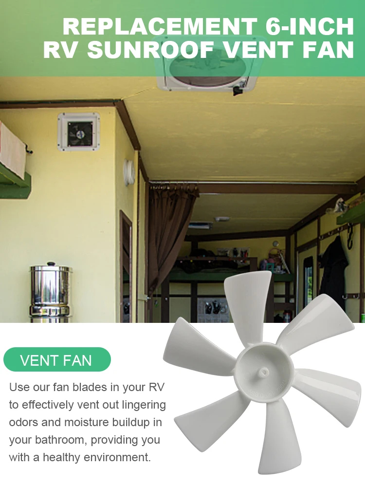 RV Badkamer Vent Fan D Gat RV Vent Fan Blade 6 Blades Vervanging Fan Blade voor Elixir Ventline 12 Volt Motor Dak Vent