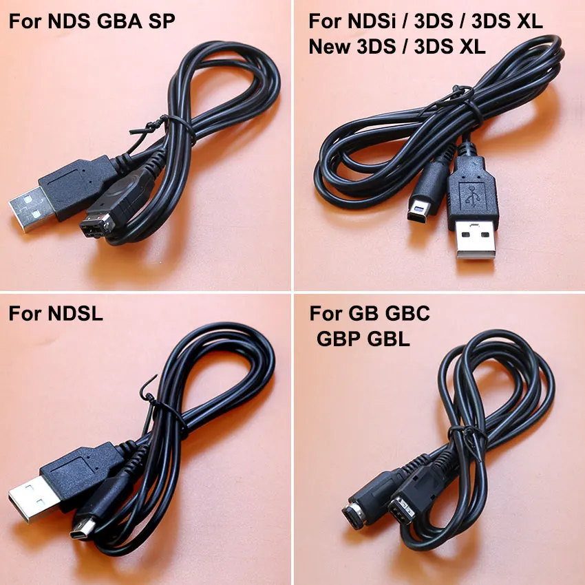 JCD USB Data Charger Charging Power Cable For NDS GBA SP Lite NDSL NDSi 3DS New 3DS LL XL Online Link Cord For GB GBC GBP GBL