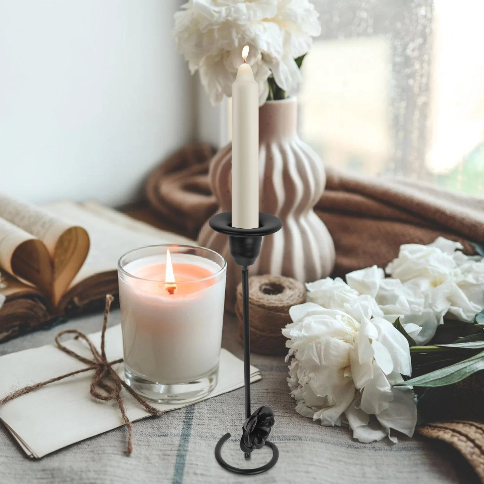 

Elegant Dinner Table Candlestick Holder Delicate Taper Holder Decorative Stable Wedding Centerpiece Rust Resistant