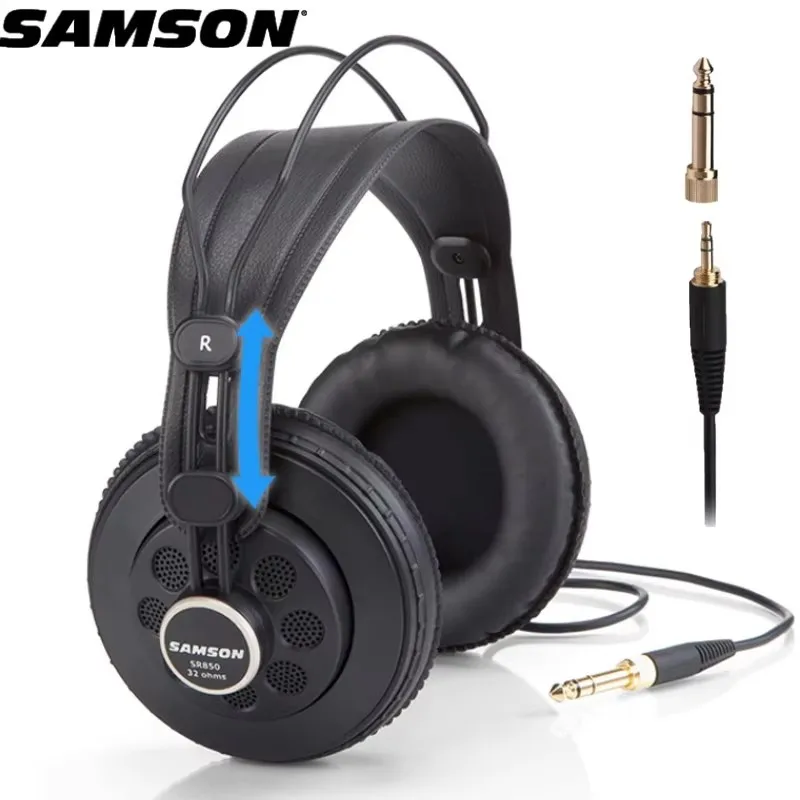 Original Samson SR850 monitoring HIFI headset Semi-Open-Back Headphones for Studio, with leather earcup,without retail box