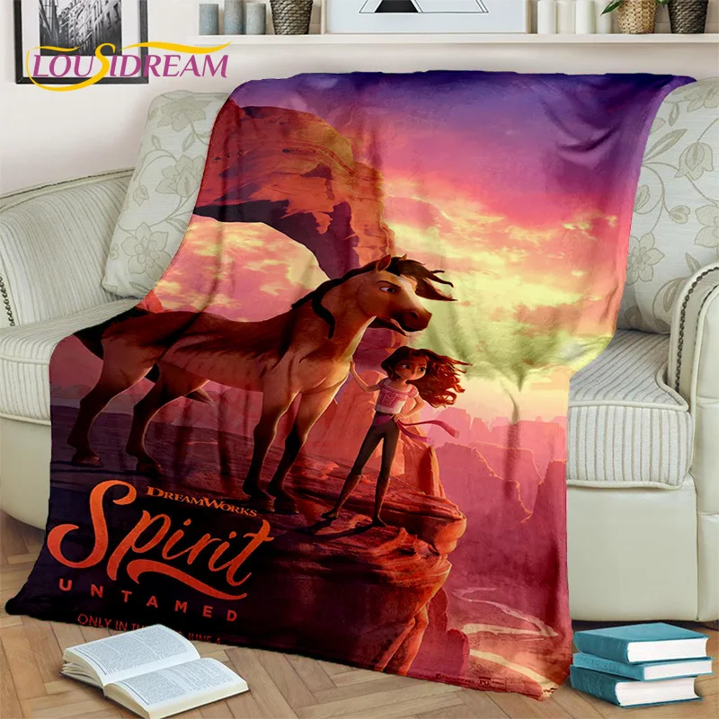 Spirit Riding Free Horses Cartoon Blanket,Soft Throw Blanket for Home Bedroom Bed Sofa Picnic Travel Office Cover Blanket Kids