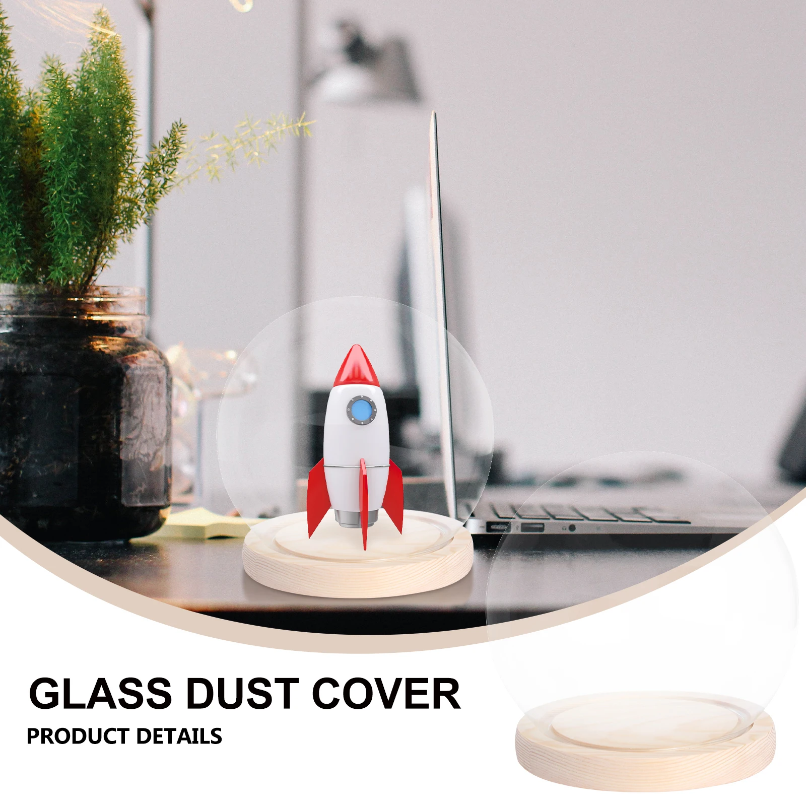 Glass Cover Display Box Model Container Dustproof Decorative Wooden Base Figurine Showcase Case for Figures Studio Props