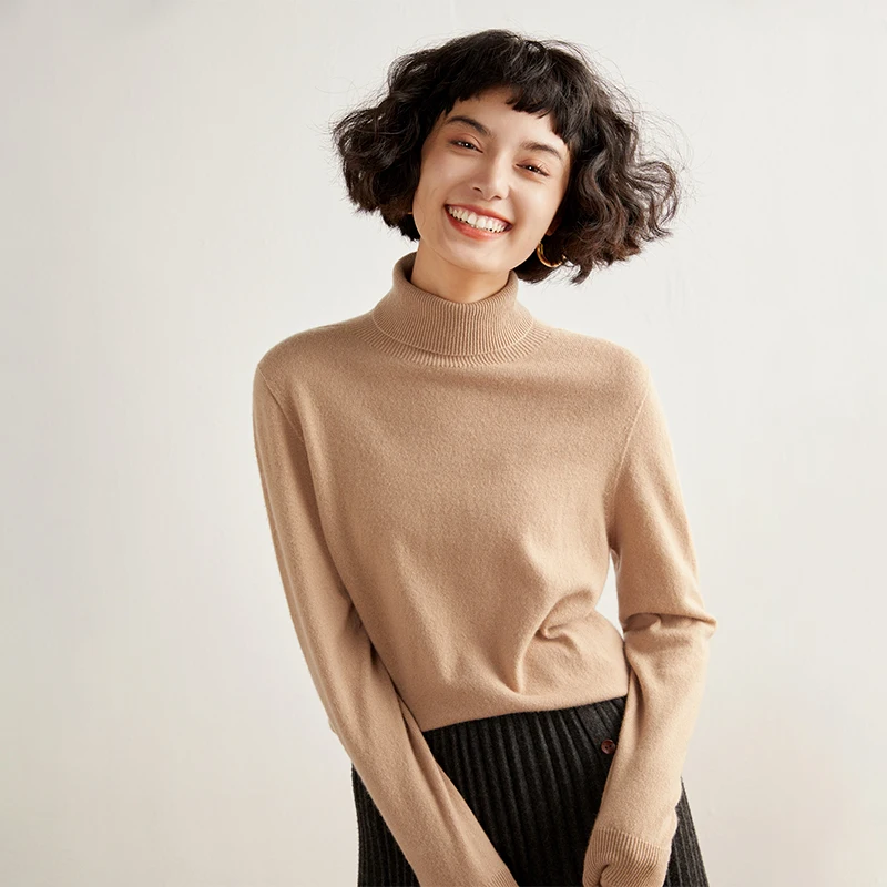 

35% кашемировый женский тонкий свитер с открытым воротником, однотонный шерстяной пуловер для осенне-зимнего слоя, повседневный вязаный топ