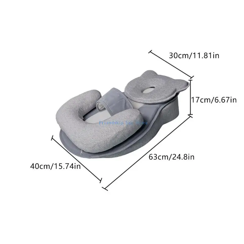 F1CB Ergonomic Incline Pad For Baby Spit Up Prevention Breathable Polyester Fabric