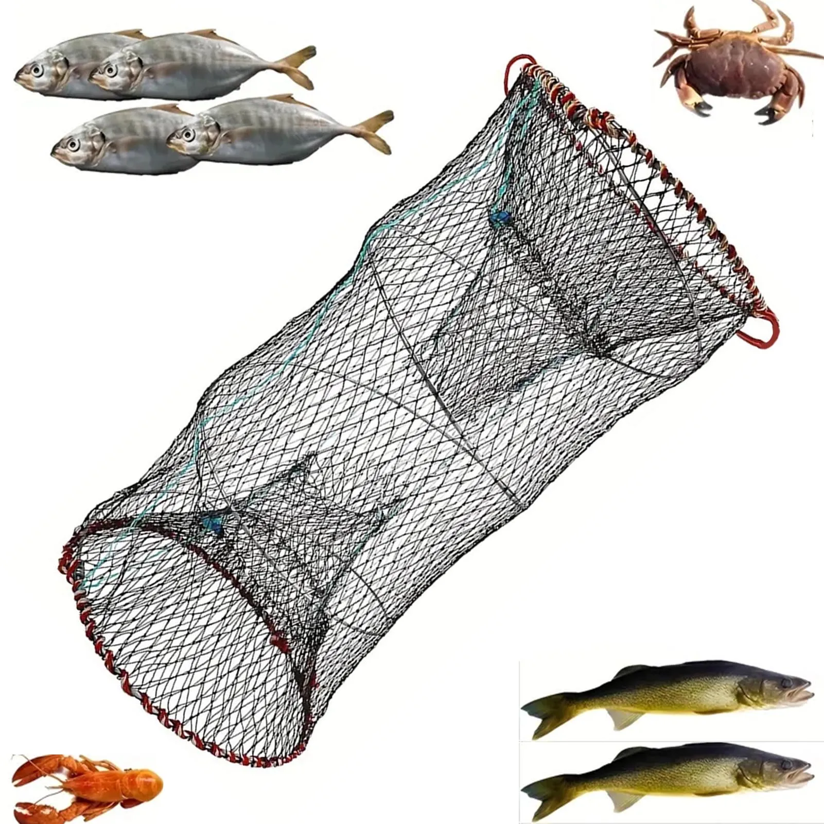 

Portable Fishing Cage Net Durable Shrimp Crab Crucian Nylon Mesh Foldable Lightweight Fishpot Net For Freshwater Fishing Tools