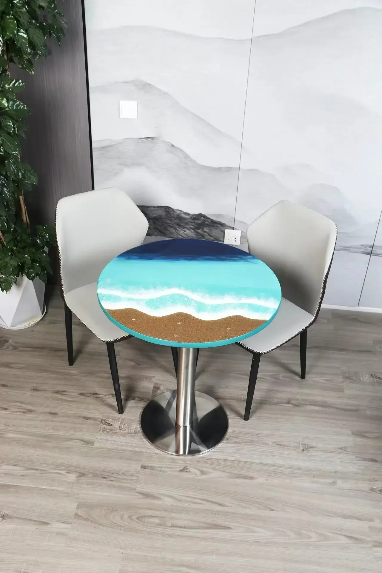 Modern simple and luxurious coffee table, family living roomResin epoxy table river panel creative restaurant board table mid ce