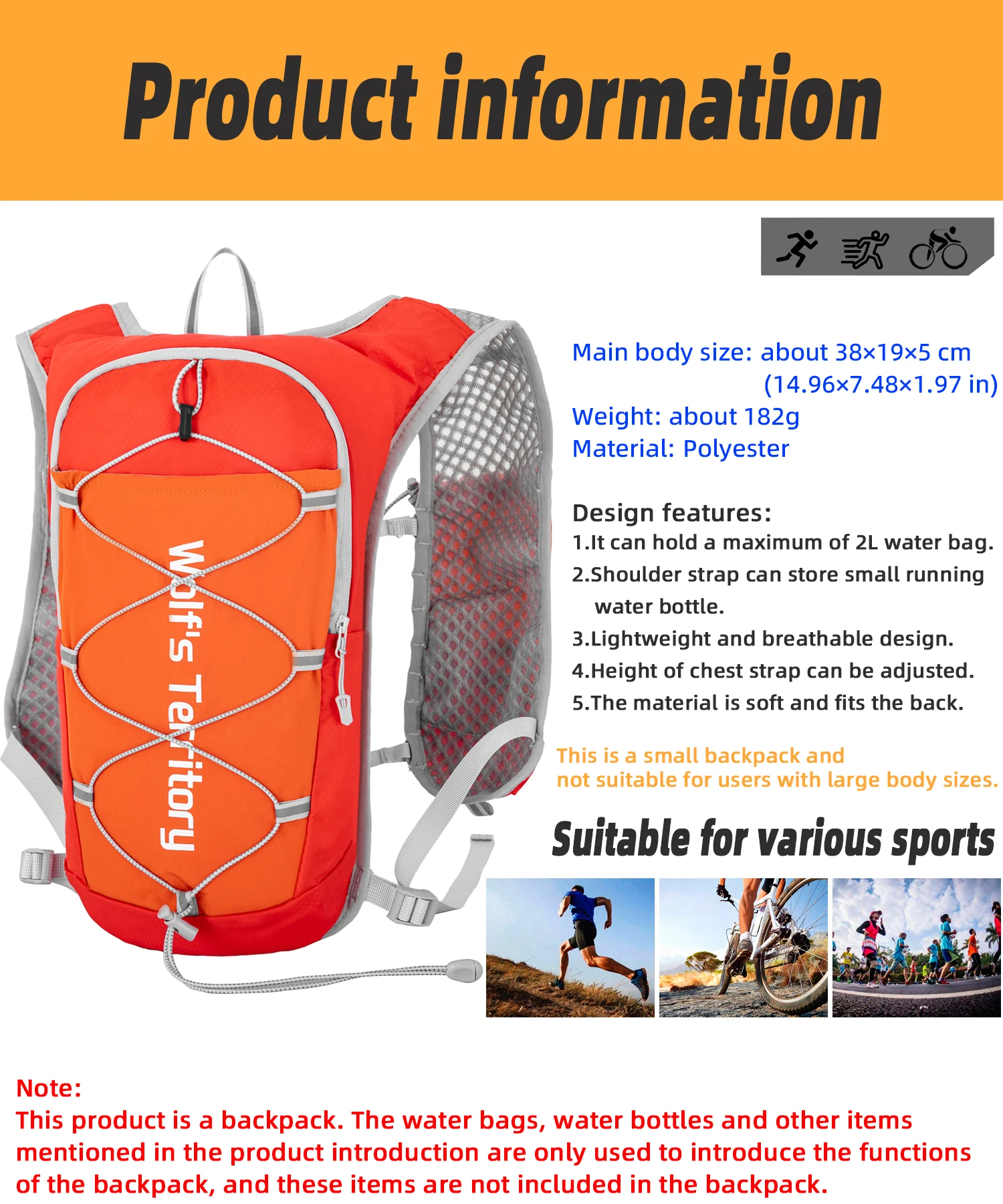 Outdoor-Sportrucksack Wanderrucksack Mini Ultraleicht Atmungsaktiv Jogging Bergsteigen Radfahren Offroad-Trail-Running-Tasche Tagesrucksack – Detail 2