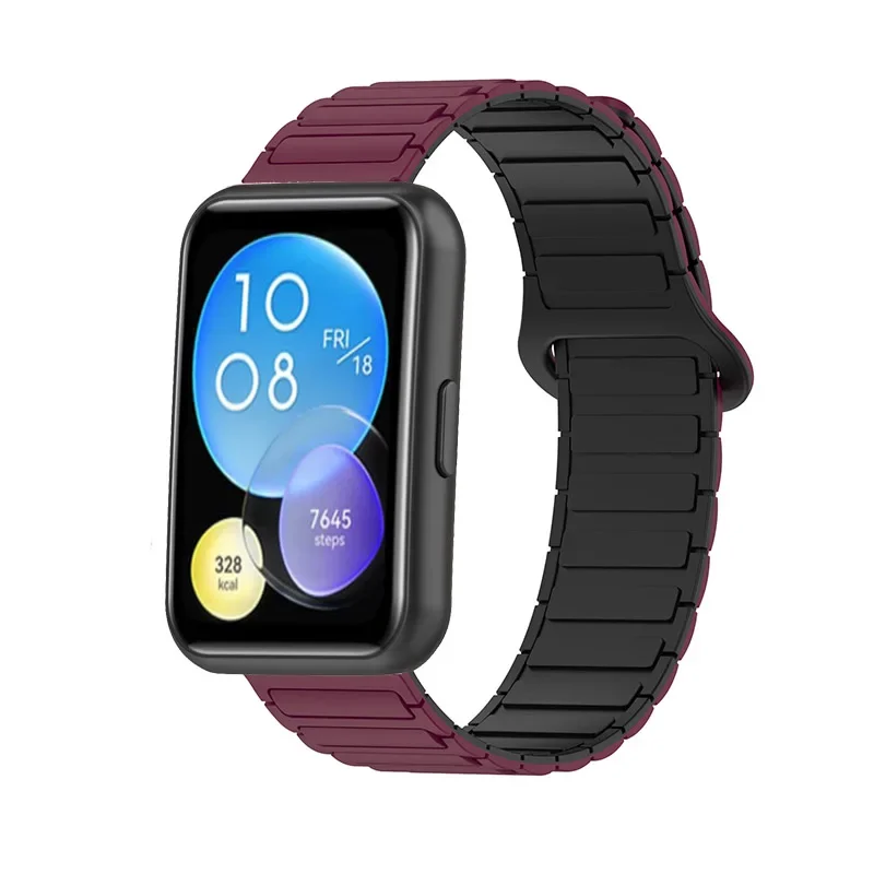 Strap+Connector Sports Magnetic Silicone Band For Huawei Watch Fit-New-SE-Special Edition / Fit 2 / Fit 3 Men Women Bracelet