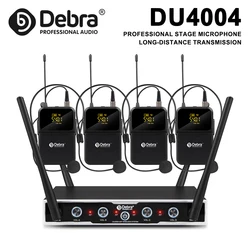 Debra DU4004 Wireless Conference Microphone System, UHF 4-channel, lavalier, headset, handheld microphone, for weddings, karaoke