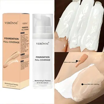 白色液體粉底液,純淨柔滑,15毫升,絲滑乳霜質地,霧面妝效,持久不脫妝,適用於舞台、角色扮演、萬聖節妝容。 8 最佳銷售 霧麵粉底 - №3