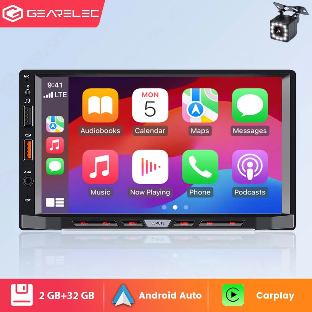 Gearelec 2Din Car Android Radio Multimedia Carplay Android Auto 7 Inch GPS Navigation for Toyota Volkswagen Nissan Renault opel