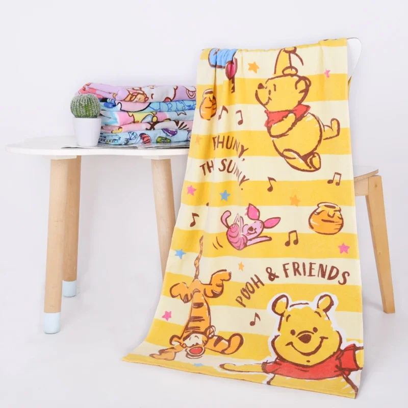 Disney Cartoon Cotton Bath Towel Children\'s Beach Towel Summer Winnie the Pooh Mickey Mouse Minnie Stitch 60x120cm