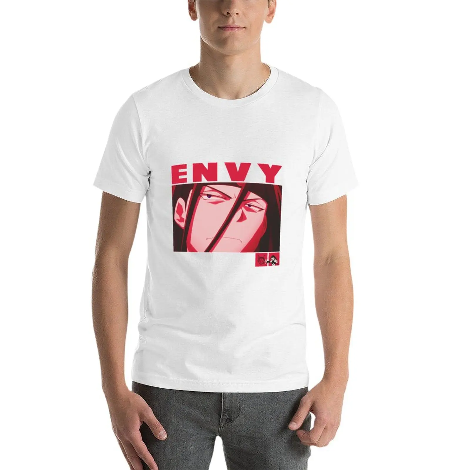 - تي شيرت قطني Fullmetal مع رجل قمصان Envy Alchemist أسود تي شيرت لحزمة المطبوعات العادية