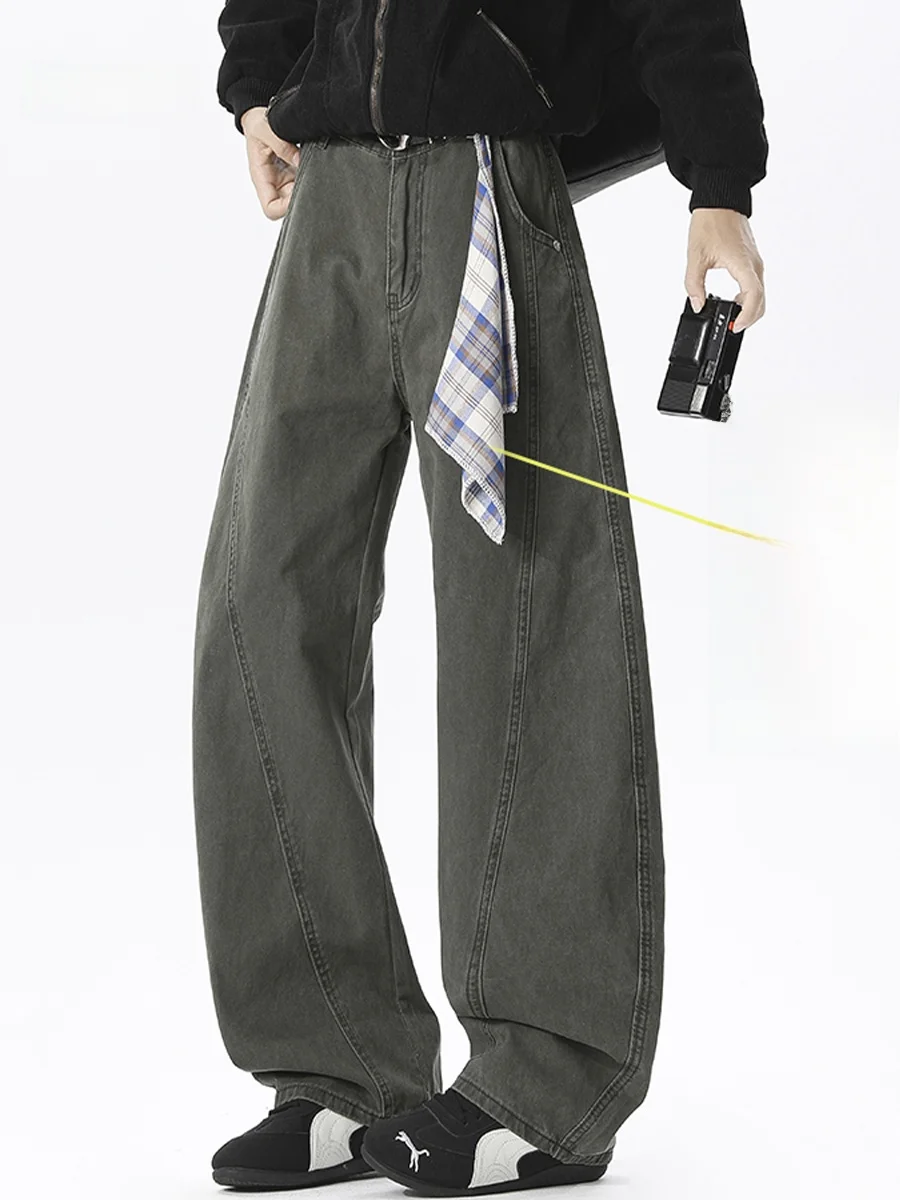 

American Sle Deconstructed Scarf Military een Work Pants Men's Autumn Trendy Retro Knife Pants Straight Loose Casual Long...