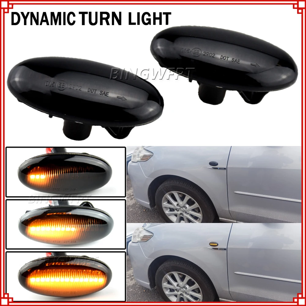 2 قطعة لمازدا 3 (BK) 2003-2009 Led ديناميكي الجانب ماركر بدوره مصباح إشارة متتابعة الوامض ضوء Emark #1