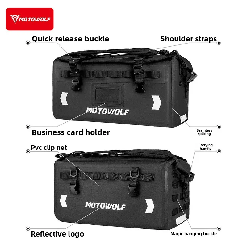 حقيبة ذيل مقاومة للماء للدراجات النارية، صندوق خلفي لمعدات راكبي الدراجات النارية بسعة كبيرة لمسافات طويلة، حقيبة ظهر محمولة للمقعد الخلفي