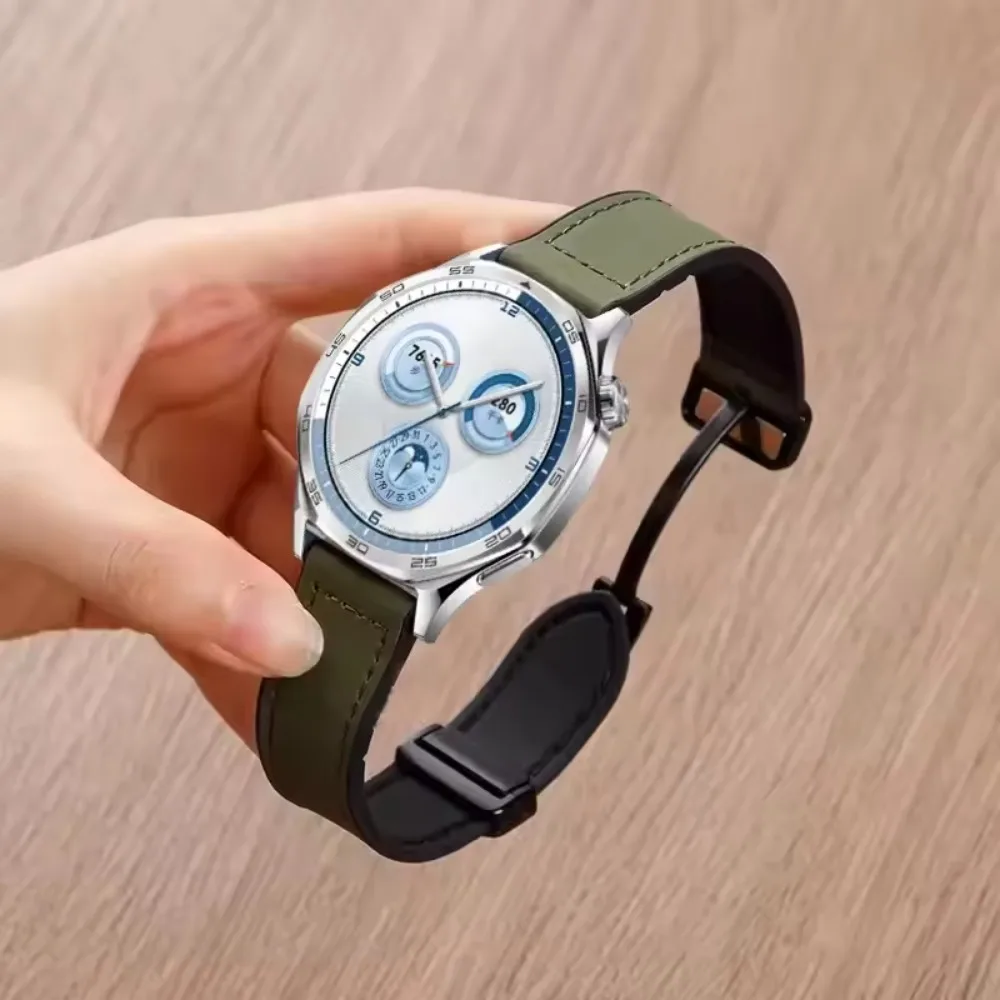 Correa de silicona de cuero de 22mm y 20mm para Samsung Galaxy Watch 7 6 5 4, correa cómoda con hebilla magnética para Huawei Watch GT5 Pro de 46mm
