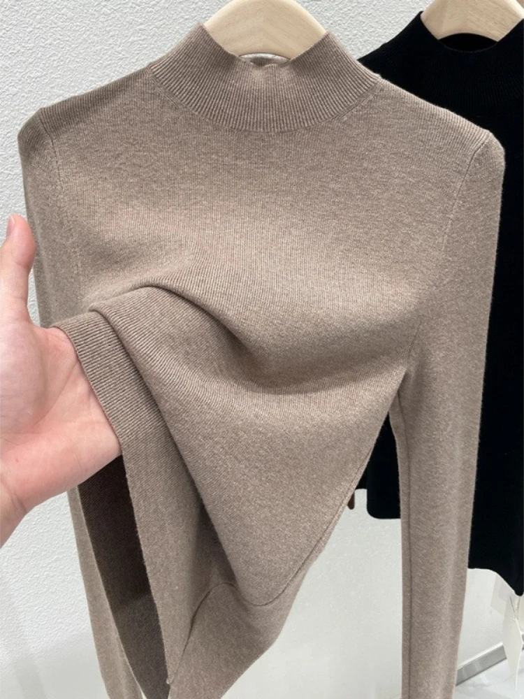 AOSSVIAO, Otoño Invierno 2025, jerséis de cuello alto a la moda para mujer, suéter ajustado para mujer, jerséis suaves tejidos de Color sólido para mujer