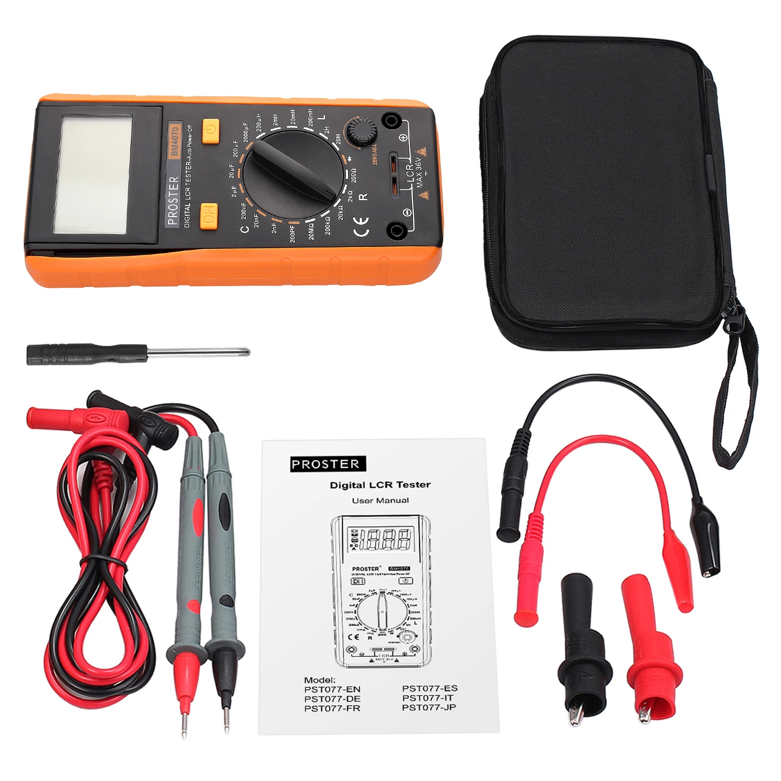 PROSTER Digital LCR Meter Multimeter Tester for Capacitance Resistance Inductance Measuring Meter with LCD Over-range Display