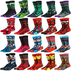 10 Pairs of Men's Fashionable Cartoon Anime Superhero Pattern Outdoor Sports Socks Soft and Comfortable Pressure Socks