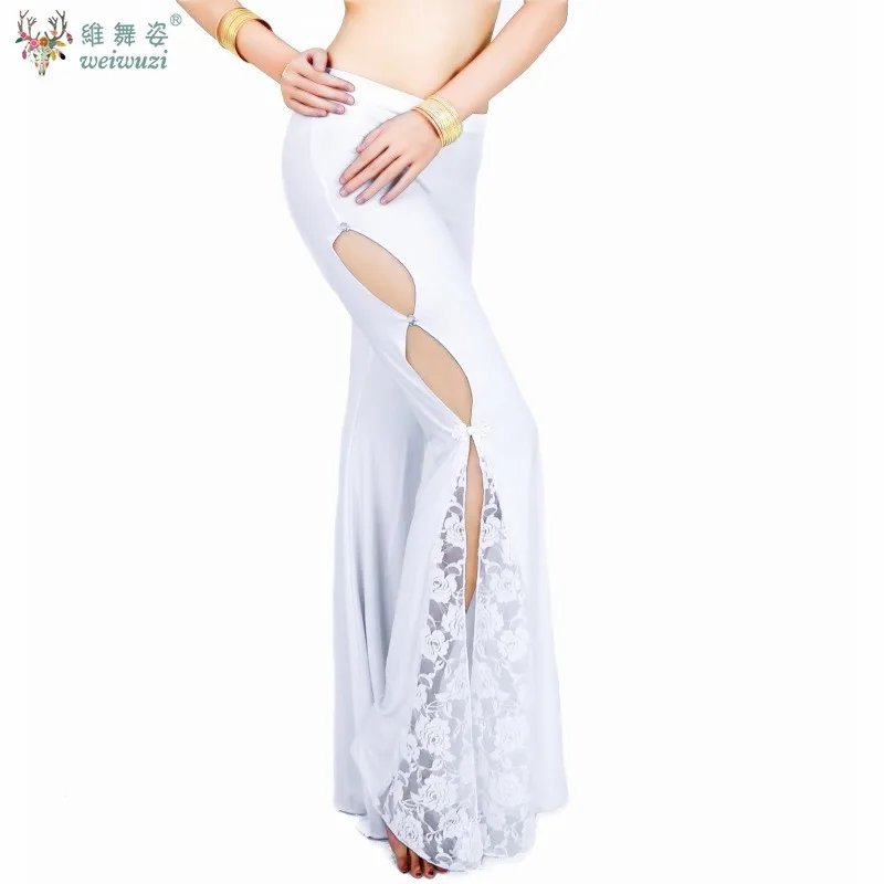 Women Belly Dance Female Adult Side Opening Lace Trousers Long Pants Practice Clothes Performance Trousers Training Clothing