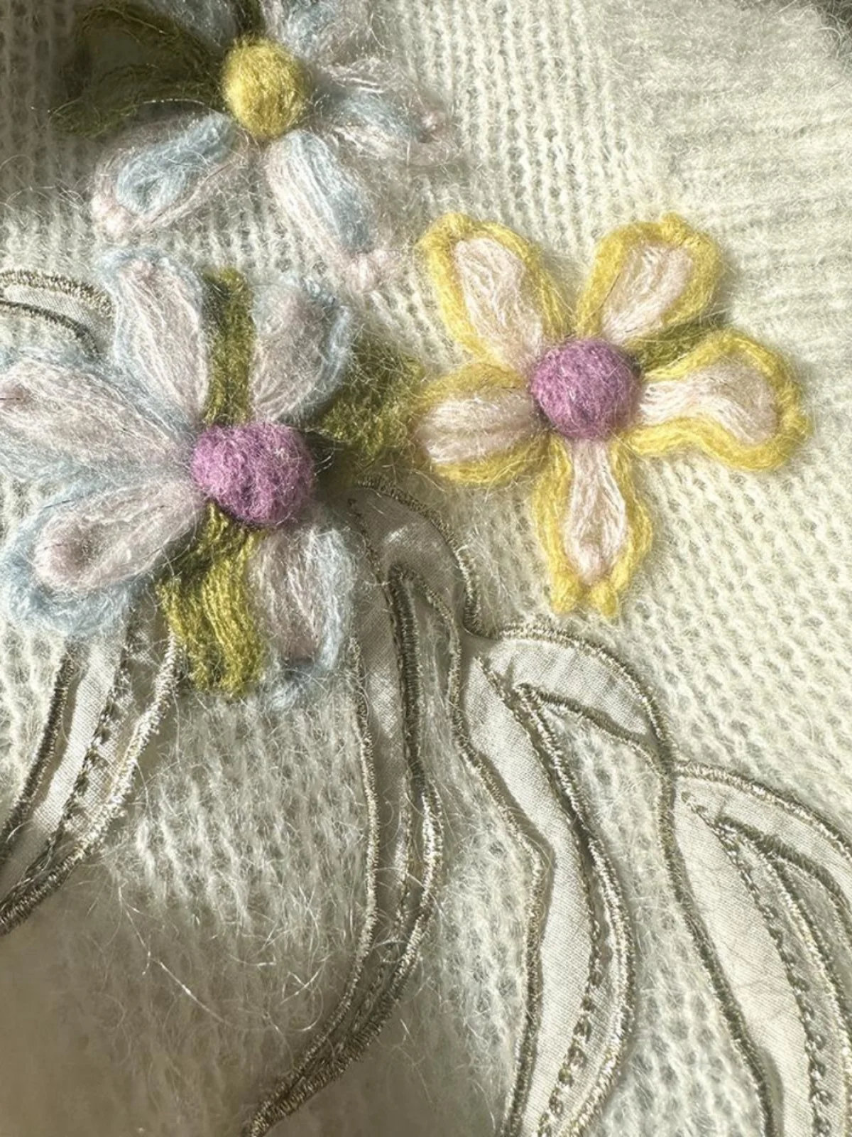 

Кардиган-свитер с вышивкой в виде цветка, длинный рукав, открытая модель, лимитированная серия, новинка