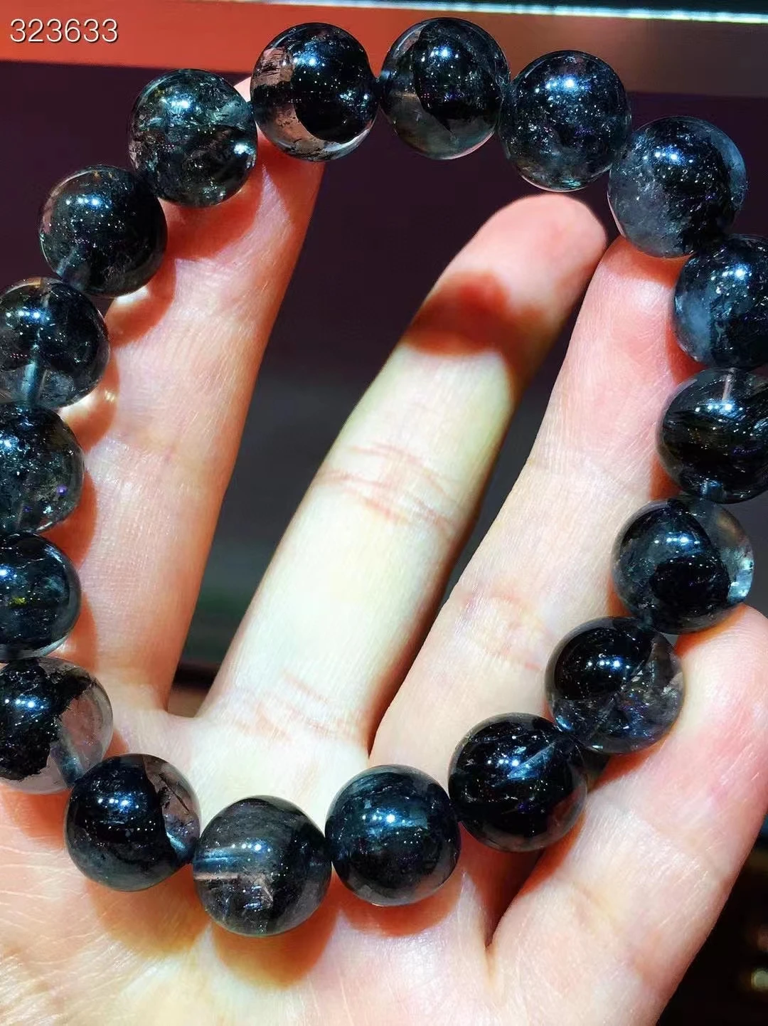 Natural Black Rutilated Quartz Herkimer Diamond Gemstone Bracelet 10.8mm Round Beads Woman Man Jewelry AAAAAAA