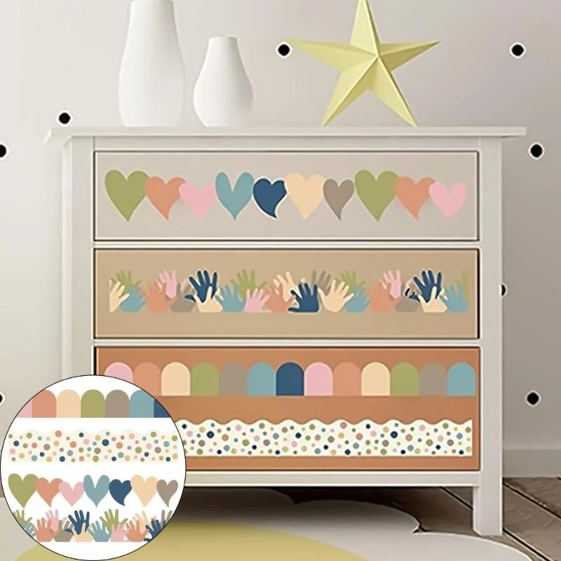 80pcs Bulletin Board Board Trim Colorful Dot Colorder Trim Heart