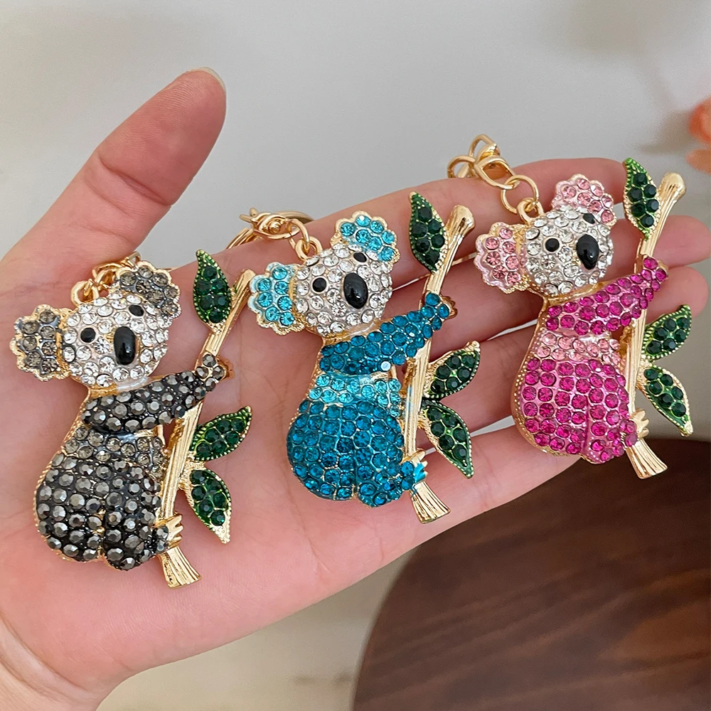 2025 NEW Koala Bear KeyChain Crystal Rhinestone Key Ring Pendant Women's Handbag Ornament Souvenir view 2