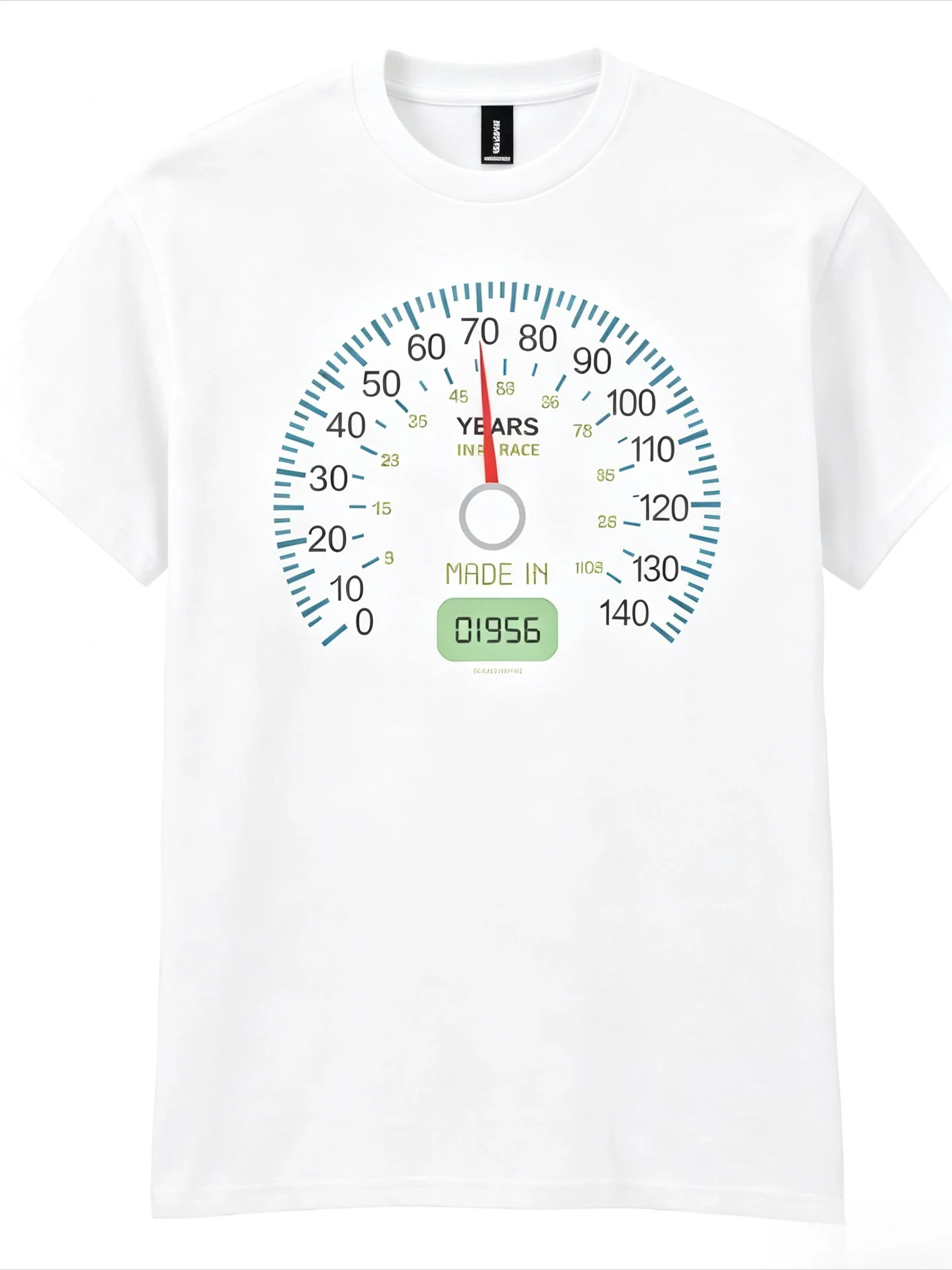 Customization 70th Birthday T-shirt, Speedometer Of A Car Born In 1956, Men's Casual Fashion With The Passage Of Time Like A Slo