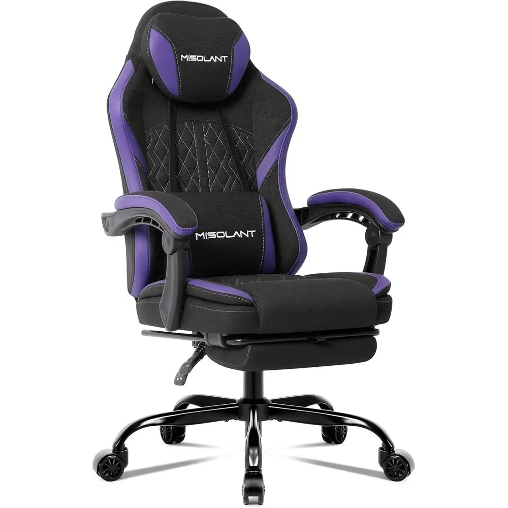 Ergonomic High-Back Gaming Chair for Adults with Footrest, Adjustable Recline and Lumbar Support