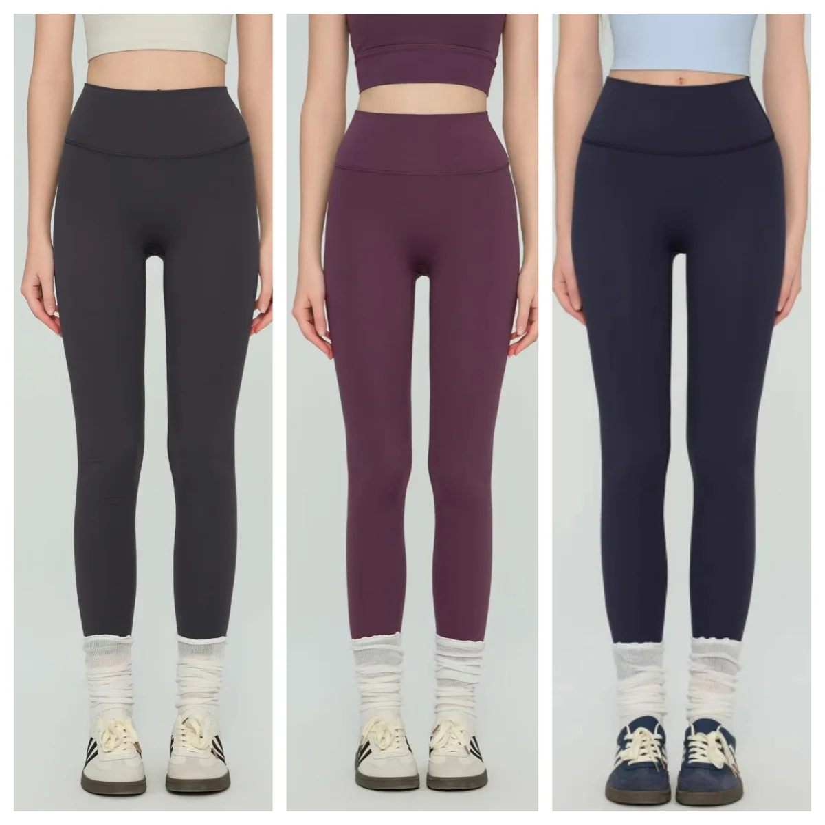 سراويل ضيقة من الصوف الحراري للنساء، سراويل للتمرين عالية الخصر بدون خياطة أمامية، دافئة ومقاومة للقرفصاء لفصل الشتاء #1