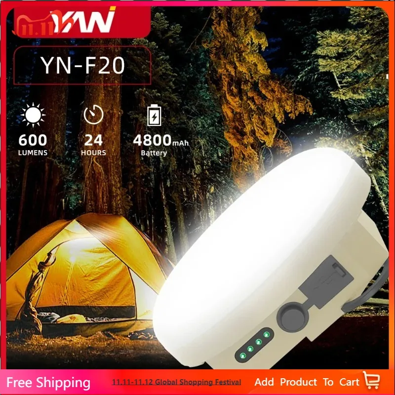 

YN-F20 Outdoor Camping Lights 20W 30LED Rechargeable Hanging Lights Portable Torch Tent Lantern Power Bank for Emergency Use