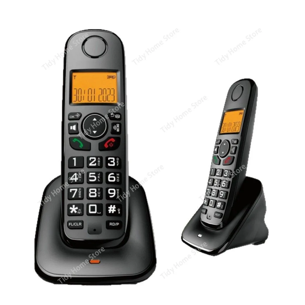 Desktop Black Cordless Wireless Telephone with Multi Language Call ID Handfree Backlight Phone for Home Office