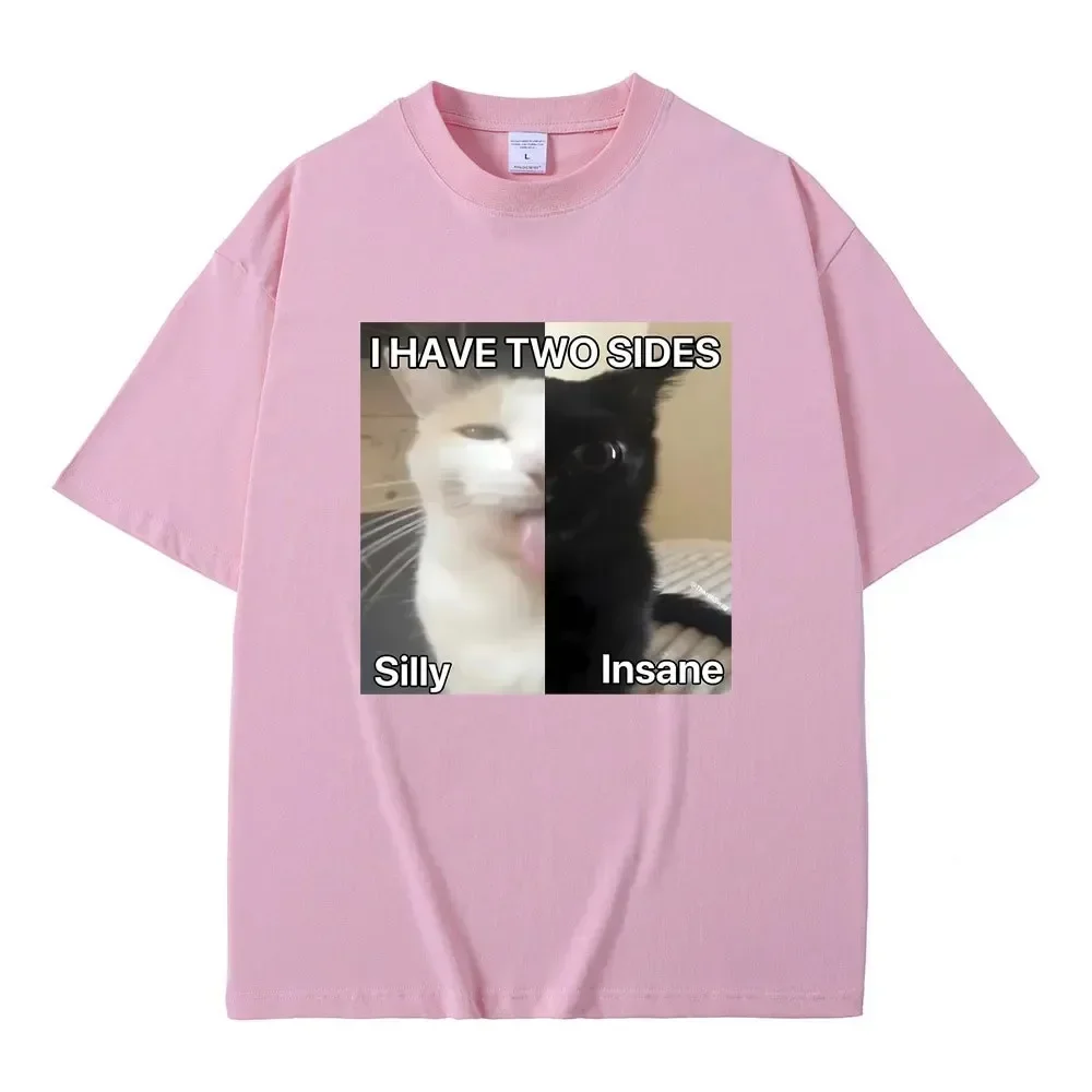 Funny Tees Oversized T-shirt I Hace Two Sides Silly and Lnsane Meme Print Tshirt Women Casual T Shirts Summer Loose Short Sleeve