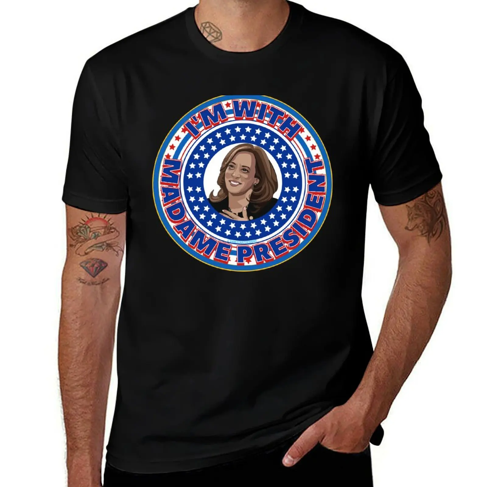 SUDD0574 DemocratDesigns Democrat I'm With Madame President. Stars T-Shirt Casual Loose Fit Short Sleeve T-Shirt