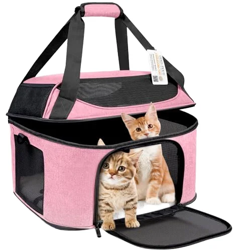 

Cat Carrier for 2 Cats Soft Side Pet Carrier for Cat, Small Dog, Collapsible Airline Approved Cat Carrier for Large