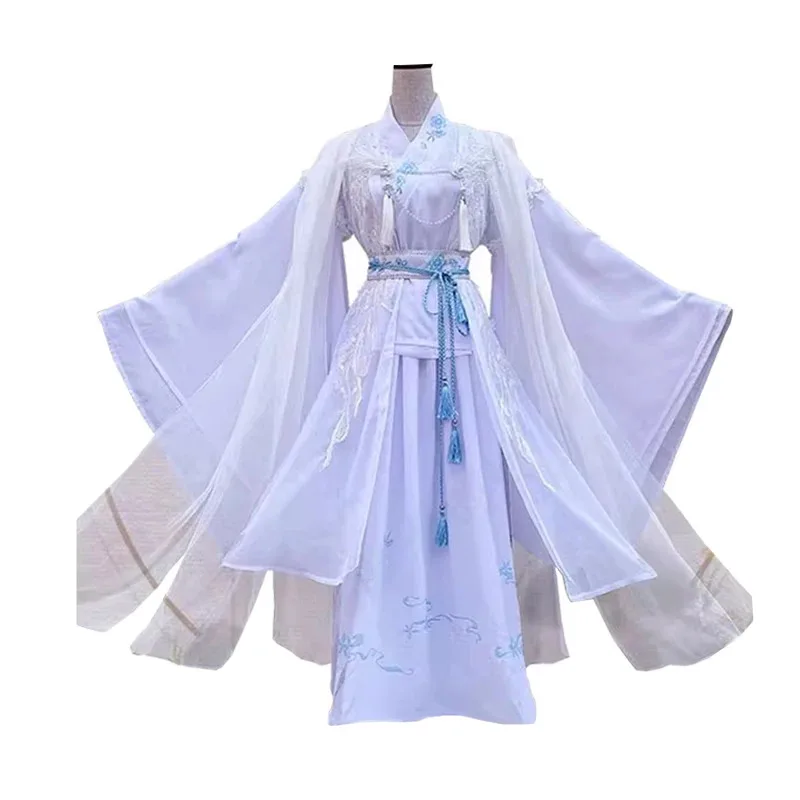 Disfraz de Cosplay sisi 2233Xie Lian, Anime Tian Guan Ci Fu Xielian, ropa antigua inmortal blanca, tela Shen Lanzhou Han Chu Wanni