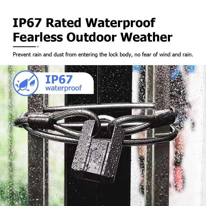IP67 Smart Fingerprint Padlock TTlock App Waterproof Fingerprint Key Door Lock Type C Rechargeable Security Padlock for House
